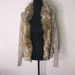 Women’s Cardigan Sweater with Faux Fur